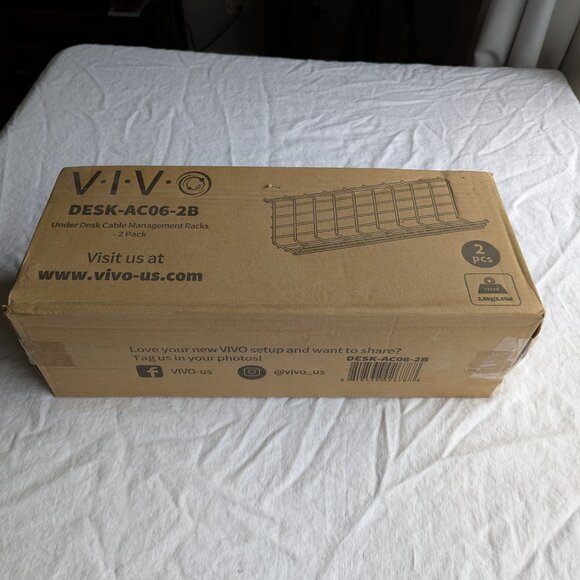 NEW in Box VIVO Under Desk Cable Management Racks 2 pack DESK-AC06-2B - Picture 7 of 12